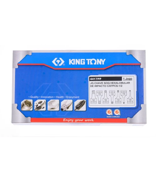 Jogo Soquetes torx curto impacto 1/2" 7 pçs 4417PP King Tony