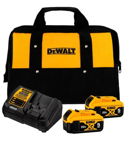 Kit com 2 Baterias 5Ah 20V Max Li-Ion Carregador Bivolt e Bolsa - DEWALT DCB205C2K