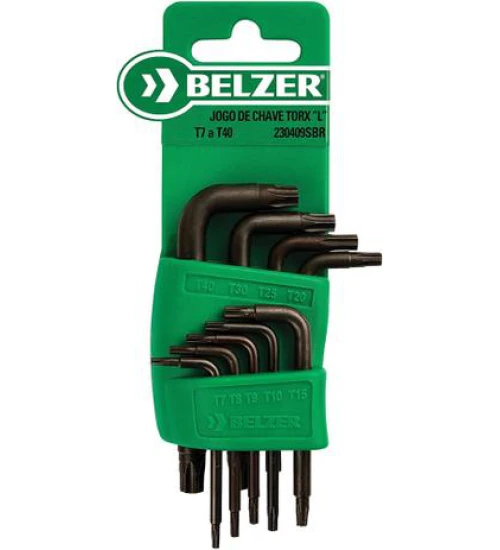 Jogo de Chave Torx L T7 à T40mm c/ Suporte 9 peças - Belzer 230409SBR