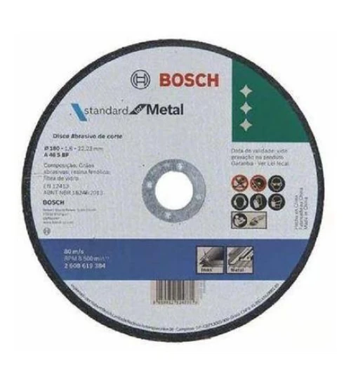 Disco de Corte Standard para Metal 180 x 1.6mm Centro Reto - BOSCH 2608619384