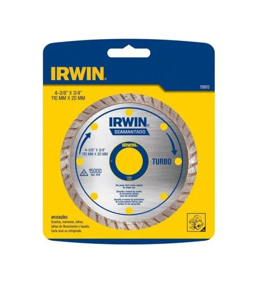 DISCO CORTE DIAMANTADO TURBO 110X20 MM - 13893 IRWIN