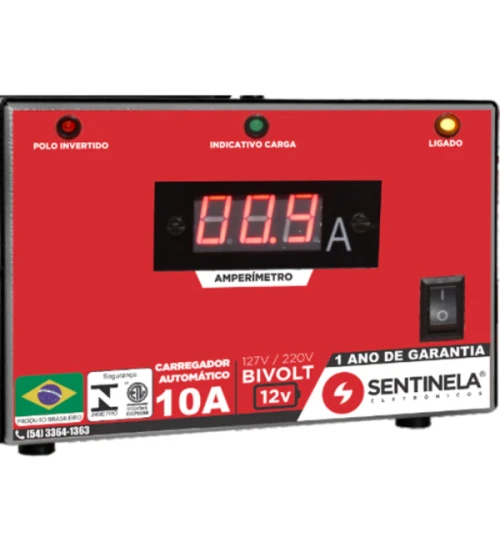 Carregador de baterias automotiva 10A BIVOLT CA1012 - SENTINELA